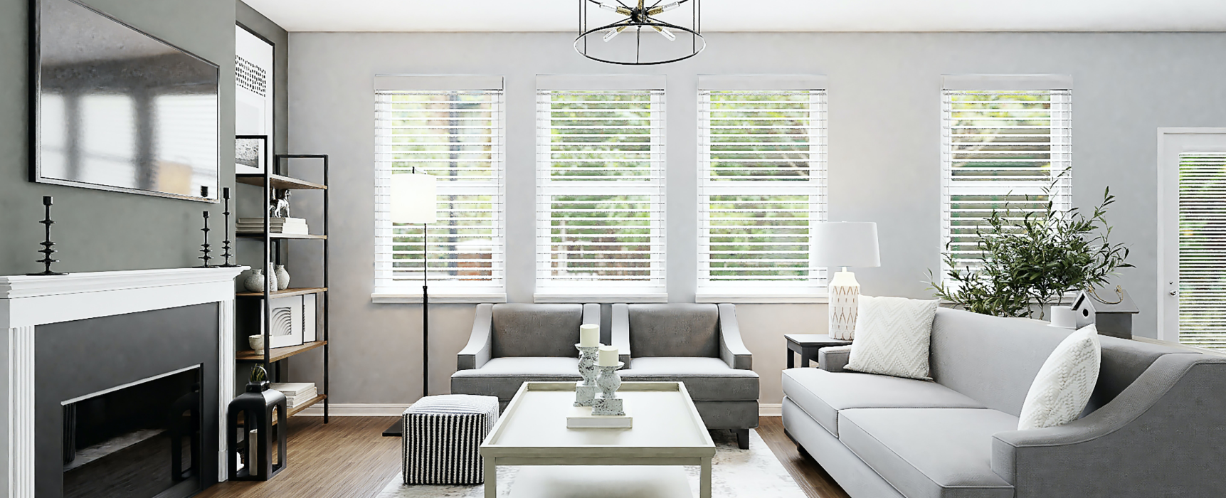 salon lumineux avec télévision